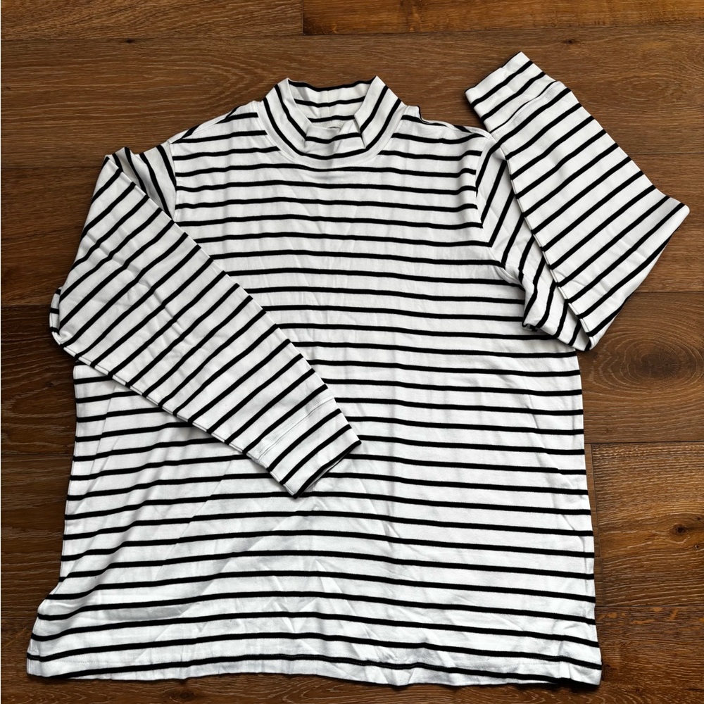 Lands' End Black and White Striped Top plus size xxl